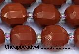 CCB1304 15 inches 9mm - 10mm faceted red jasper beads