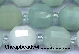 CCB1306 15 inches 9mm - 10mm faceted amazonite beads