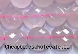 CCB1332 15 inches 8mm faceted coin rose quartz beads