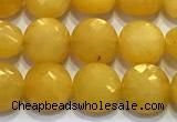 CCB1343 15 inches 8mm faceted coin jade beads