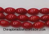 CCB135 15.5 inches 5*8mm rice red coral beads strand wholesale