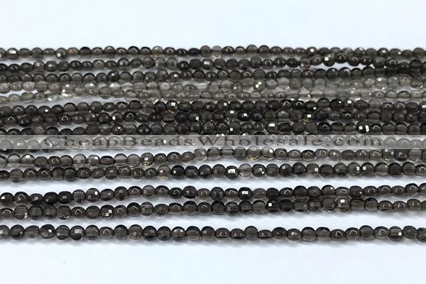 CCB1363 15 inches 2.5mm faceted coin smoky quartz beads