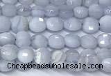 CCB1367 15 inches 4mm faceted coin blue lace agate beads