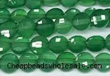 CCB1380 15 inches 4mm faceted coin green agate beads