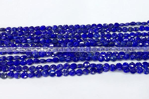 CCB1382 15 inches 4mm faceted coin lapis lazuli beads