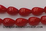 CCB140 15.5 inches 5*8mm teardrop red coral beads wholesale