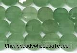 CCB1407 15 inches 6mm faceted coin green aventurine beads