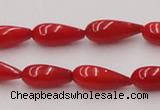 CCB141 15.5 inches 5*11mm teardrop red coral beads wholesale