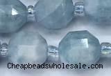 CCB1466 15 inches 9mm - 10mm faceted aquamarine beads