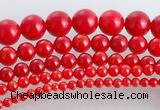 CCB15 5pcs 15.5 inches round shape red coral beads Wholesale