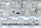 CCB1562 15 inches 5mm - 6mm faceted white moonstone beads