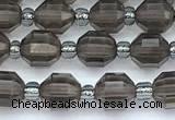 CCB1594 15 inches 5mm - 6mm faceted smoky quartz beads