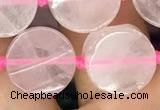 CCB500 15.5 inches 12mm coin rose quartz beads wholesale