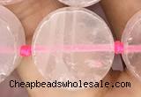 CCB502 15.5 inches 16mm coin rose quartz beads wholesale