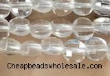 CCB530 15.5 inches 4mm faceted coin white crystal beads