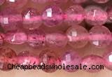 CCB532 15.5 inches 4mm faceted coin strawberry quartz beads