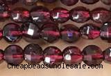 CCB538 15.5 inches 4mm faceted coin red garnet beads wholesale