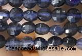 CCB546 15.5 inches 4mm faceted coin iolite gemstone beads