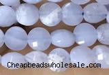 CCB551 15.5 inches 4mm faceted coin blue lace agate beads