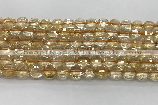 CCB723 15.5 inches 8mm faceted coin citrine gemstone beads