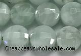 CCB729 15.5 inches 8mm faceted coin green angel skin gemstone beads