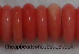 CCB81 15.5 inches 5*13mm roundel pale red coral beads Wholesale