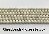 CCB825 15.5 inches 8mm round matte ivory jasper gemstone beads wholesale