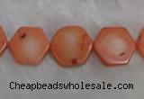 CCB85 15.5 inches 13mm hexagon pink coral beads Wholesale