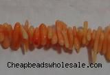 CCB86 15.5 inch 2*8mm irregular branch orange coral beads Wholesale