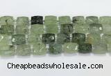 CCB886 11*15mm-12*16mm faceted cuboid green rutilated quartz beads wholesale