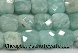 CCB975 15.5 inches 6*6mm faceted square amazonite  beads