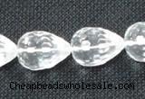 CCC263 15*20mm faceted teardrop grade A natural white crystal beads