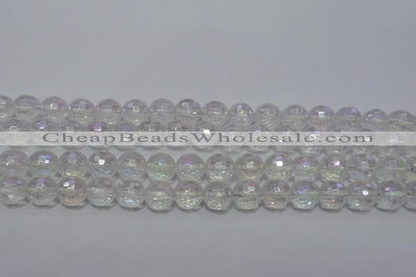 CCC411 15.5 inches 6mm faceted round AB-color white crystal beads