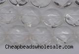 CCC502 15.5 inches 8mm faceted coin natural white crystal beads