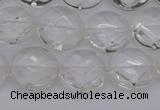 CCC503 15.5 inches 10mm faceted coin natural white crystal beads