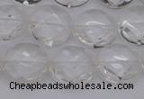 CCC504 15.5 inches 12mm faceted coin natural white crystal beads