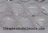 CCC505 15.5 inches 14mm faceted coin natural white crystal beads