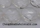 CCC510 15.5 inches 25mm faceted coin natural white crystal beads