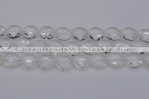 CCC510 15.5 inches 25mm faceted coin natural white crystal beads