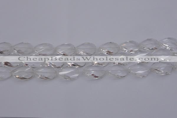 CCC520 15.5 inches 15*20mm twisted & faceted oval white crystal beads