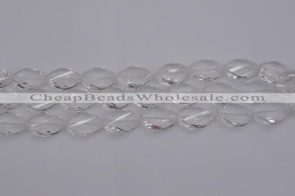 CCC525 15.5 inches 15*20mm twisted & faceted teardrop white crystal beads