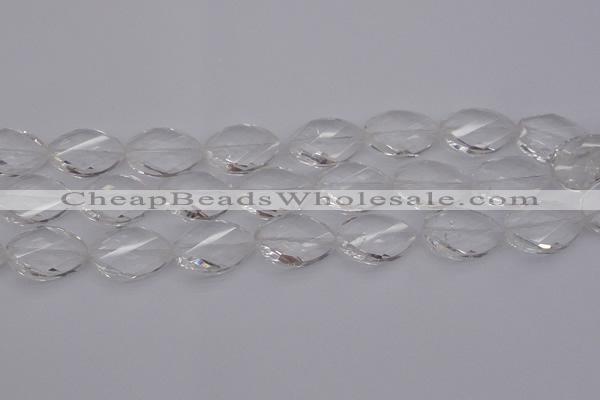 CCC526 15.5 inches 18*25mm twisted & faceted teardrop white crystal beads