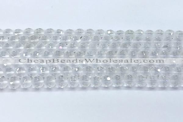 CCC640 15 inches 6mm faceted round white crystal beads