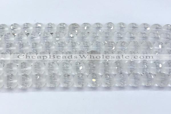 CCC641 15 inches 8mm faceted round white crystal beads