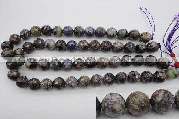 CCG55 15.5 inches 14mm faceted round natural charoite beads