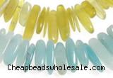 CCH22 16 inches Korea jade & amazonite chips gemstone beads