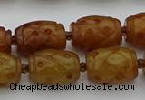 CCJ324 15.5 inches 12*16mm - 13*18mm carved drum China jade beads