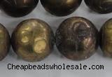 CCJ356 15.5 inches 25mm carved round plated China jade beads