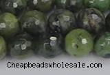 CCJ424 15.5 inches 12mm faceted round dendritic green jade beads