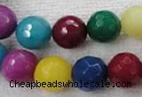 CCN1007 15.5 inches 16mm faceted round multi colored candy jade beads